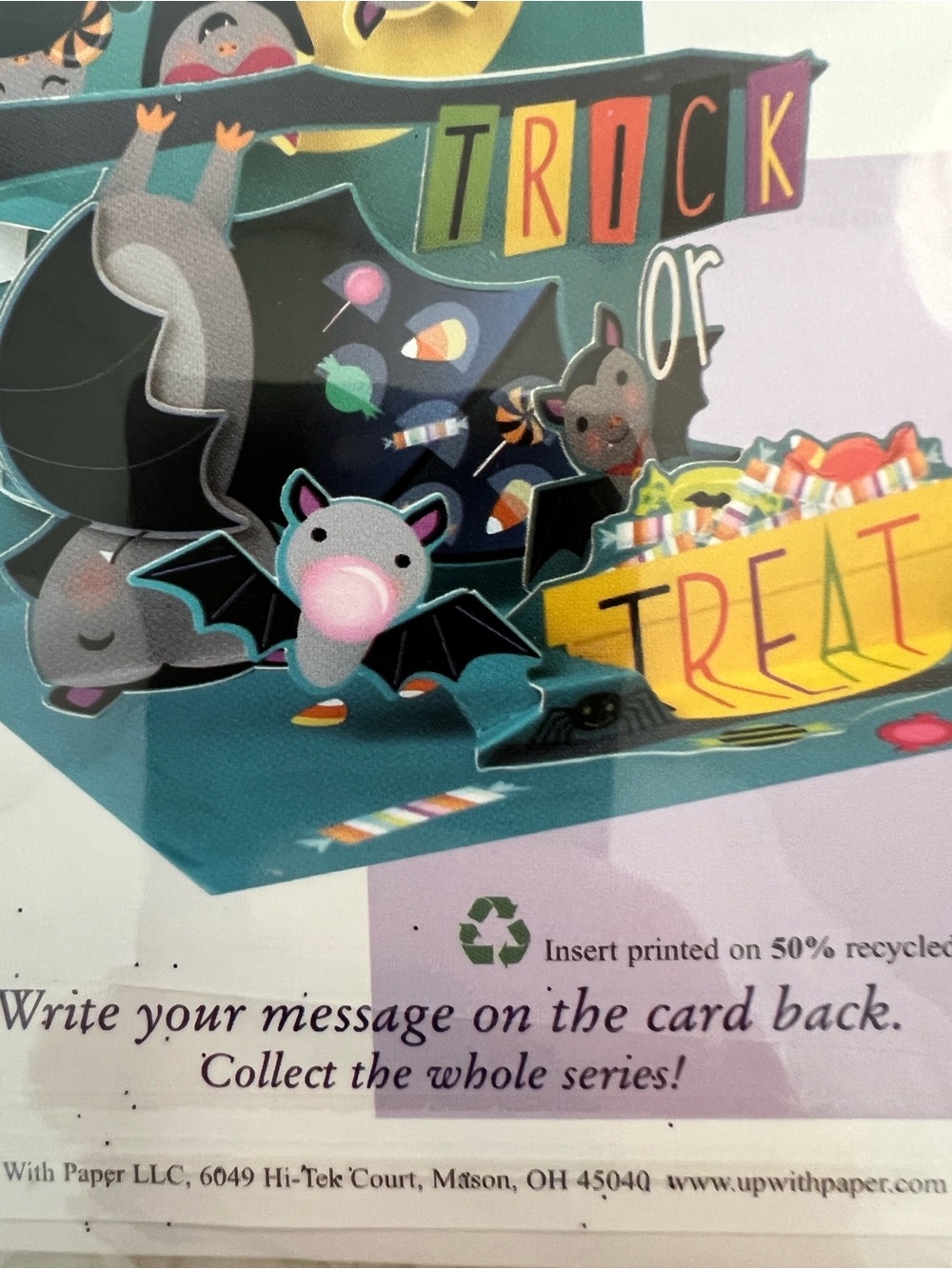 Up with Paper 3-D Pop-Up "Candy Bats" Treasures Halloween Greeting Card - Picture 5 of 7